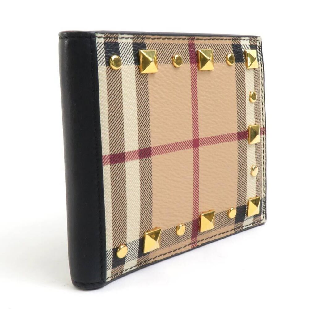 Burberry Black Beige Leather Billfold Black Tan
